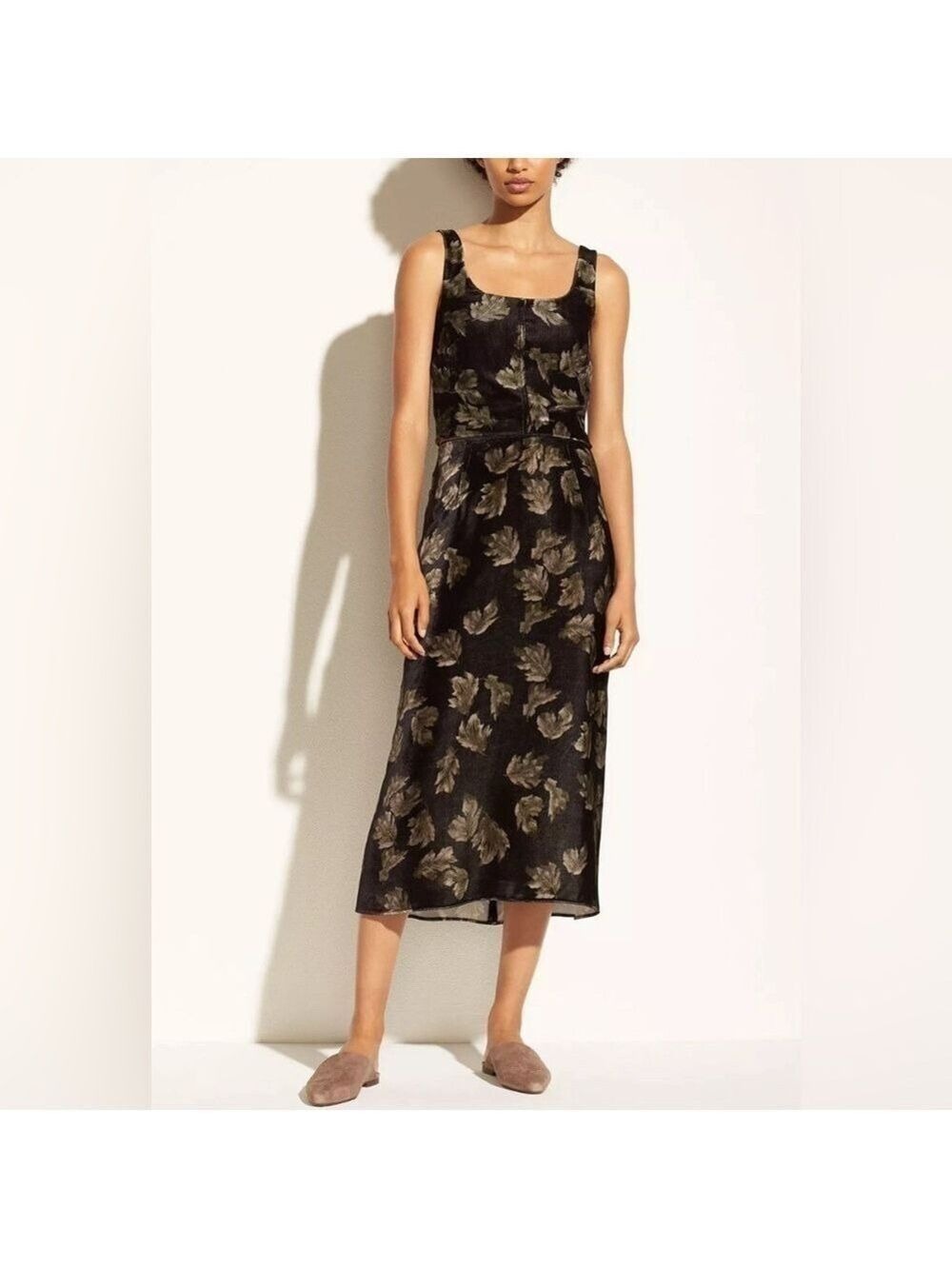 Vince Fallen Leaf Velvet Silk Modern Slip Midi Silk Skirt Size 4